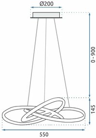Toolight - LED závesné svietidlo APP394-CP + diaľkové ovládanie, zlatá, OSW-06910