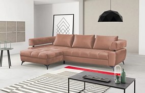 Rohová sedacia súprava Paris, lososová látka, ľavý roh