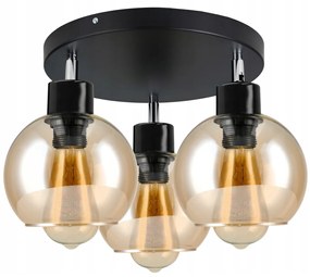 BERGE Sklenená LED stropná lampa 3xE27 - jantárová farba