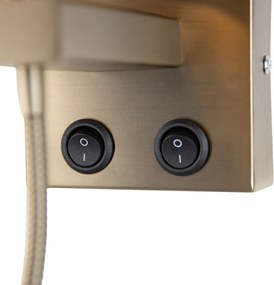 Nástenná lampa bronzová s flexibilným ramenom a oranžovým tienidlom so zlatým interiérom 18cm - Brescia Combi