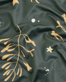 Vianočná obliečka na vankúšik Velvet 40 × 40 cm - Imelo tmavo zelené