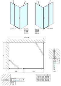 Polysan Polysan, ZOOM obdĺžniková sprchová zástena 1300x700mm L/P varianta, ZL1313ZL3270