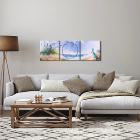 Obraz - Romantická pláž, olejomaľba (s hodinami) (90x30 cm)