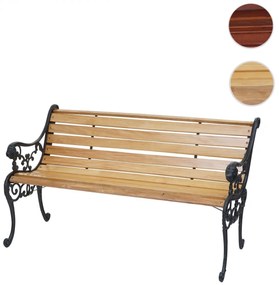 Záhradná lavica F98 2-miestna - liatina / drevo, 125 cm - Svetlo hnedá