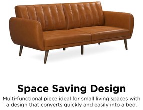 Oranžová rozkladacia pohovka z imitácie kože 207 cm Brittany - Novogratz