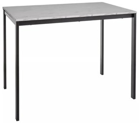 AKCIA Čierny jedálenský stôl RAMOD 100x60 cm, biely mramorový dekor II. akosť