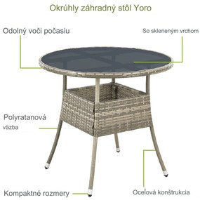 InternetovaZahrada Ratanový okrúhly stôl Yoro Ø80 cm - šedý