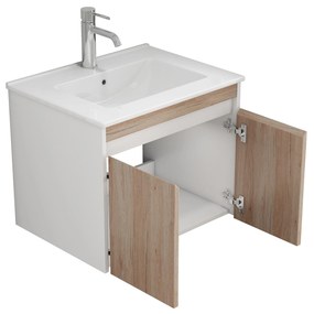 Závesná skrinka pod umývadlo Houseland Morvia 60 cm biela/dub