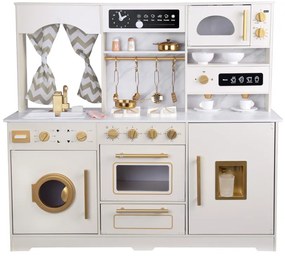 Veľká drevená kuchynská zostava v glamour štýle so zlatými doplnkami ZA5270