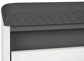 Policový sedací botník INGO - biela borovica / antracit / šedý