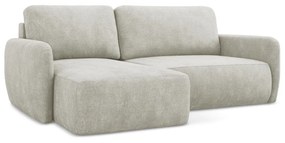 Krémová ženilková rozkladacia/s úložným priestorom rohová pohovka (ľavý roh/s leňoškou) Lilo – Makamii