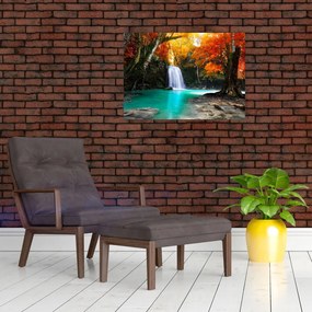 Sklenený obraz - Smaragdová lagúna (70x50 cm)