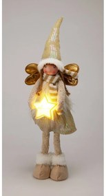 Vianočný stojaci anjelik so svietiacou hviezdou, 55 cm, teplá biela