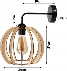 Nástenné LED svietidlo 1x E27 LOFT edison nad zrkadlo drevená guľa