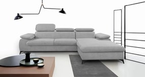 Rohová sedacia súprava Scala, svetlo šedá látka, pravý roh