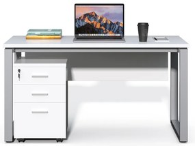 Kancelársky stôl s kontajnerom Houseland Prime Home 02 B 140 cm biely