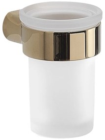 Biely/v zlatej farbe nástenný sklenený téglik na zubné kefky Gedy Pirenei – Sapho