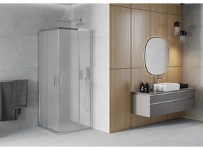 Mexen Rio, štvorcový sprchovací kút s posuvnými dverami 80(dvere) x 80(dvere) x 190 cm, 6mm sklo námraza, chrómový profil, 860-080-080-01-30