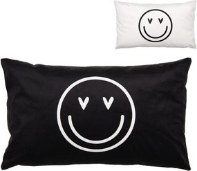 Cushion Cover 30x50 Cm Black White Polyester Smile Rectangle - 30*50 cm