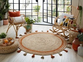 Flair Rugs koberce Kusový koberec Lunara Orange kruh – na von aj na doma - 150x150 (priemer) kruh cm