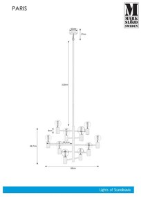 Markslöjd 107187 - Luster na tyči PARIS 10xE27/60W/230V