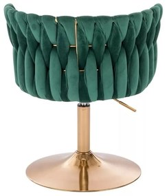 LuxuryForm DESIGN Stolička LYON VELUR na zlatom tanieri - zelená