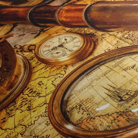 Obraz - Historické pomôcky námorníkov (s hodinami) (90x30 cm)