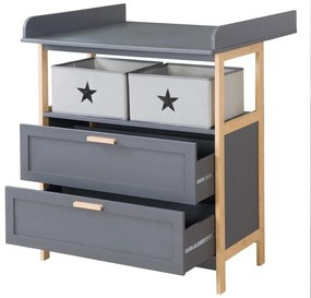 Antracitová nízka detská komoda 87x75 cm Berlin – Roba