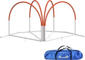 PawHut Psí Agility Set, 4-dielna Tréningová Sada so Slalomovými Tyčami, Agility Nástroje pre Psov s Oxford Taškou, Oranžová | Aosom