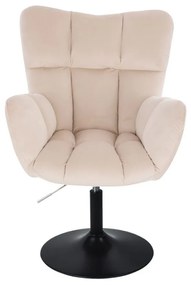 LuxuryForm DESIGN Kreslo AURORA VELUR na čiernom tanieri - krémové