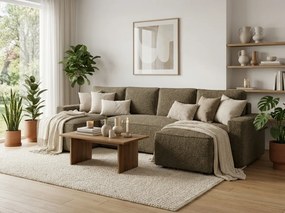 AKCE Rozkladacia sedacia súprava do U SMART BOUCLE 303x143 cm, tmavo béžová II. akosť