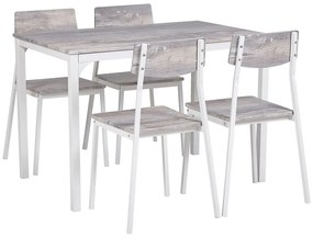 Jedálenská súprava stola a 4 stoličiek sivá/biela BISMARCK Beliani