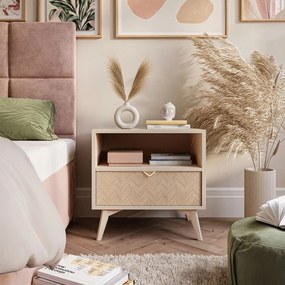 NOČNÝ STOLÍK FONDY JEDLIČKA SCANDI + PIESKOVO BÉŽOVÁ