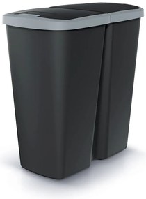 Odpadkový kôš DUO čierny, 45 l, sivá / čierna