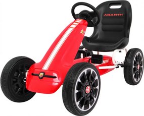 Ramiz Pedálová motokára ABARTH pre deti červená + EVA kolesá + ručná brzda + voľnobeh
