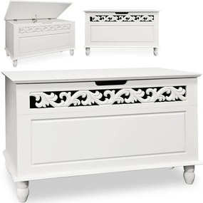 Casaria Drevená truhlica JERSEY, 80x40x48cm, biela