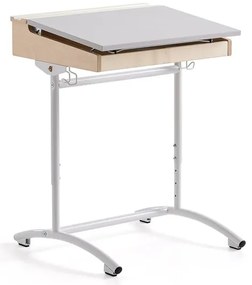 Školská lavica ACCESS, 650x550 mm, výškovo nastaviteľná, HPL, biela/šedá