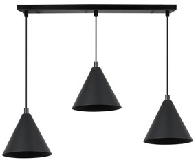 Závesné svietidlo Soho, 3x čierne kovové tienidlo, (fi 14cm)