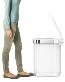 Úzky oválny pedálový kôš 45 l, biela oceľ, biela