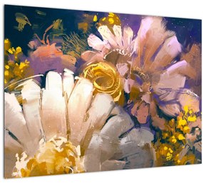 Sklenený obraz kvetov (70x50 cm)