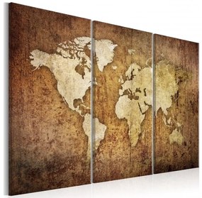Artgeist Obraz - World Map: Brown Texture Veľkosť: 120x80, Verzia: Na talianskom plátne