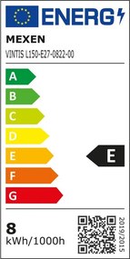Mexen Vintis, LED filamentová žiarovka E27, A60, 8 W, teplá biela 2200K, číra, L150-E27-0822-00