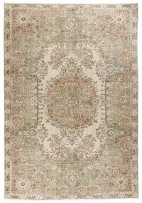 Ručne tkaný vlnený koberec Vintage 10290 ornament / kvety, béžový / zelený