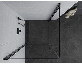 Mexen Pretoria Duo, 2-krídlový sprchovací kút 100 (dvere) x 100 (dvere) cm, 6mm číre sklo, čierny profil, 852-100-100-70-00-02