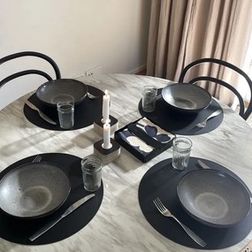 Okrúhle prestieranie, recyklovaná koža / čierne