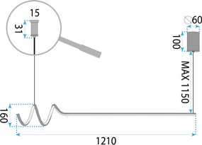 Toolight Toolight, LED závesné svietidlo 120cm, 36W, 3000K, LHJ030-CP, čierna, OSW-50013