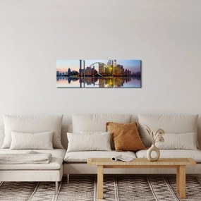 Obraz ranného neba nad Šanghajom (s hodinami) (90x30 cm)