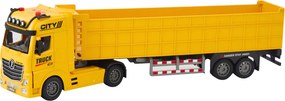 LEAN Toys Prepravný kamión so zdvíhacím návesom, svetlá, zvuky, žltý