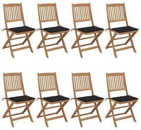 Skladacie záhradné stoličky 8 ks so sedákmi akáciový masív 3075028