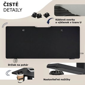 Výškovo nastaviteľný kancelársky stôl FLEXI, 160x75x72-117cm, čierna Casaria